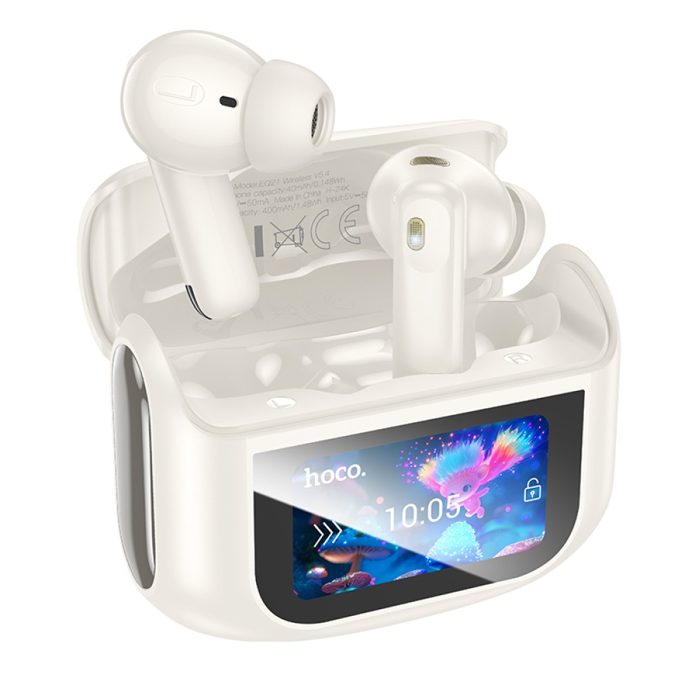 Wireless Hands Free Hoco EQ21 Sandy V5.4 με Active Noise Cancellation και ENC 400mAh 7 Ώρες Ομιλίας Λευκά