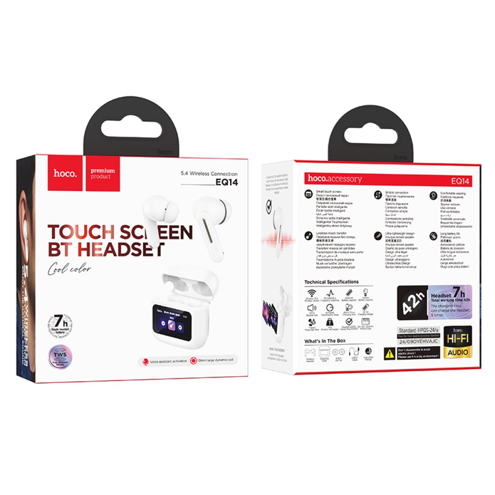 Wireless Hands Free Hoco EQ14 Cool Color V5.4 500mAh 7 Ώρες Ομιλίας Λευκά