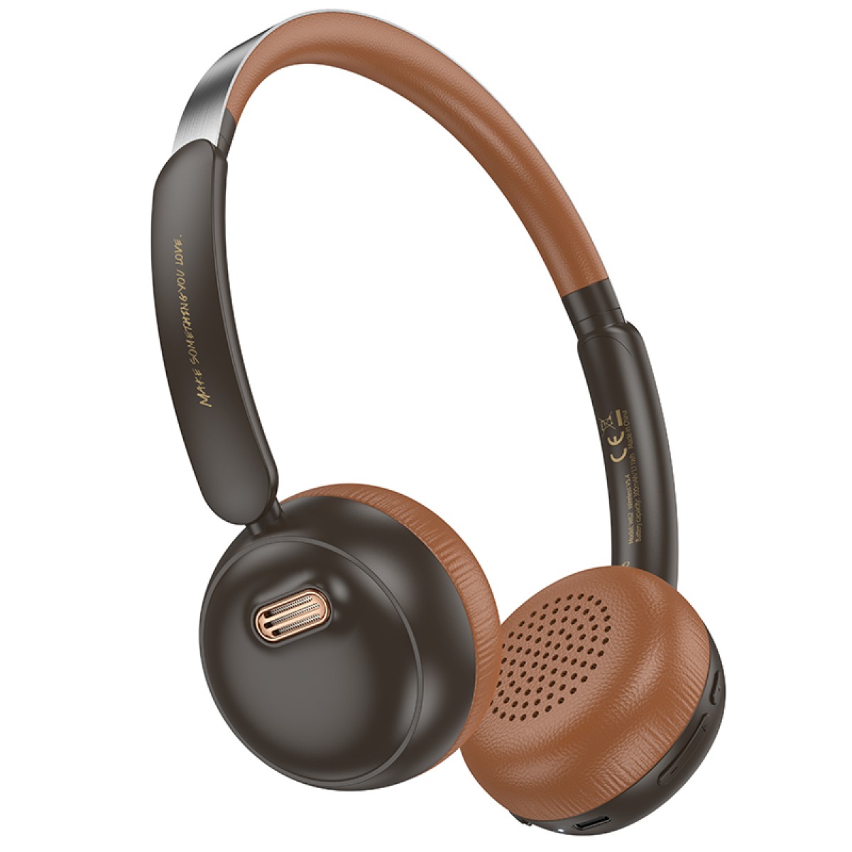 Wireless Ακουστικά Stereo Hoco W62 Verso Retro V5.4 300mAh με Ενσωματωμένο Μικρόφωνο Καφέ - Μαύρο