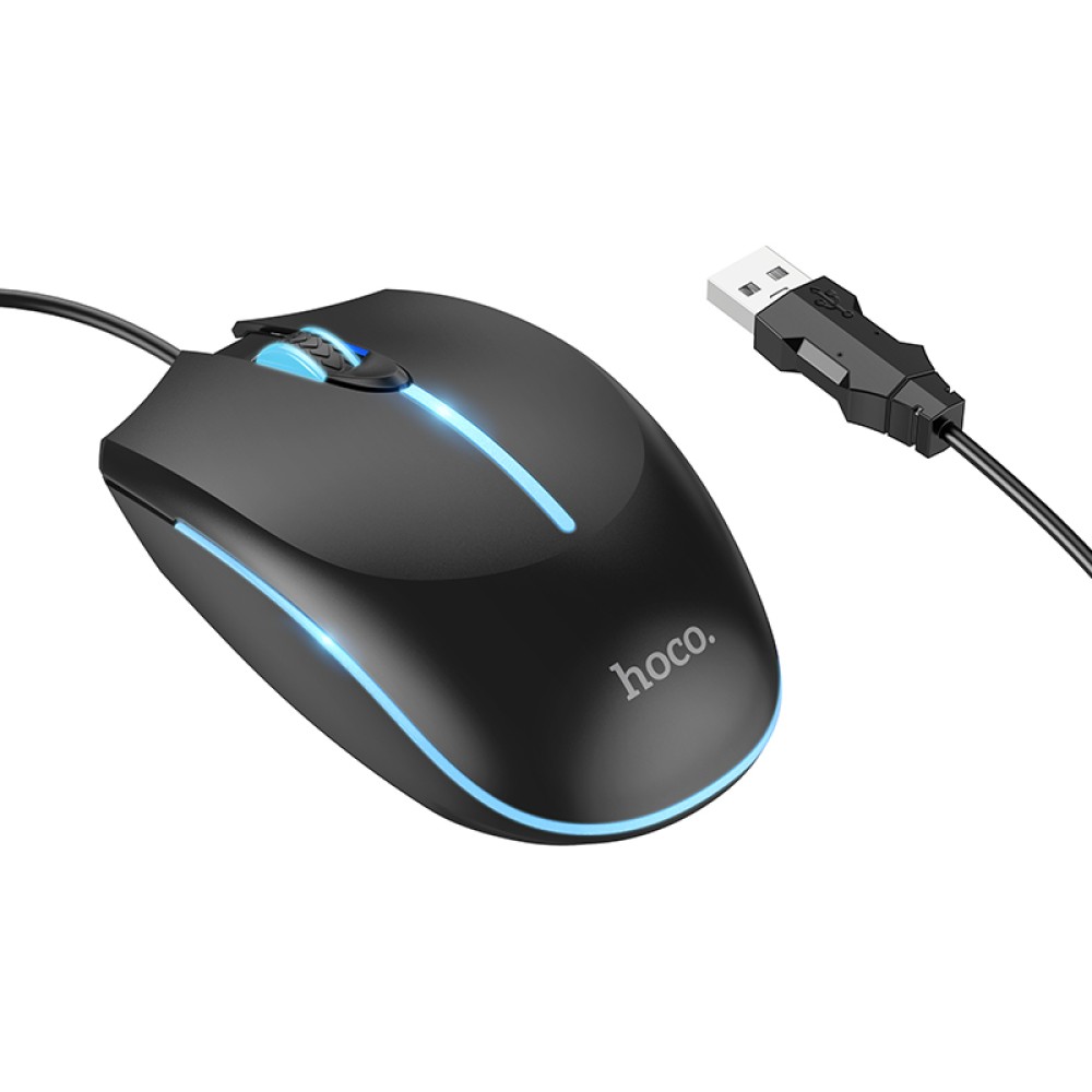 Ενσύρματο Ποντίκι Gaming Hoco GM37 Wonderful με 4  Πλήκτρα, Φωτισμό, 2400 DPI Μαύρο
