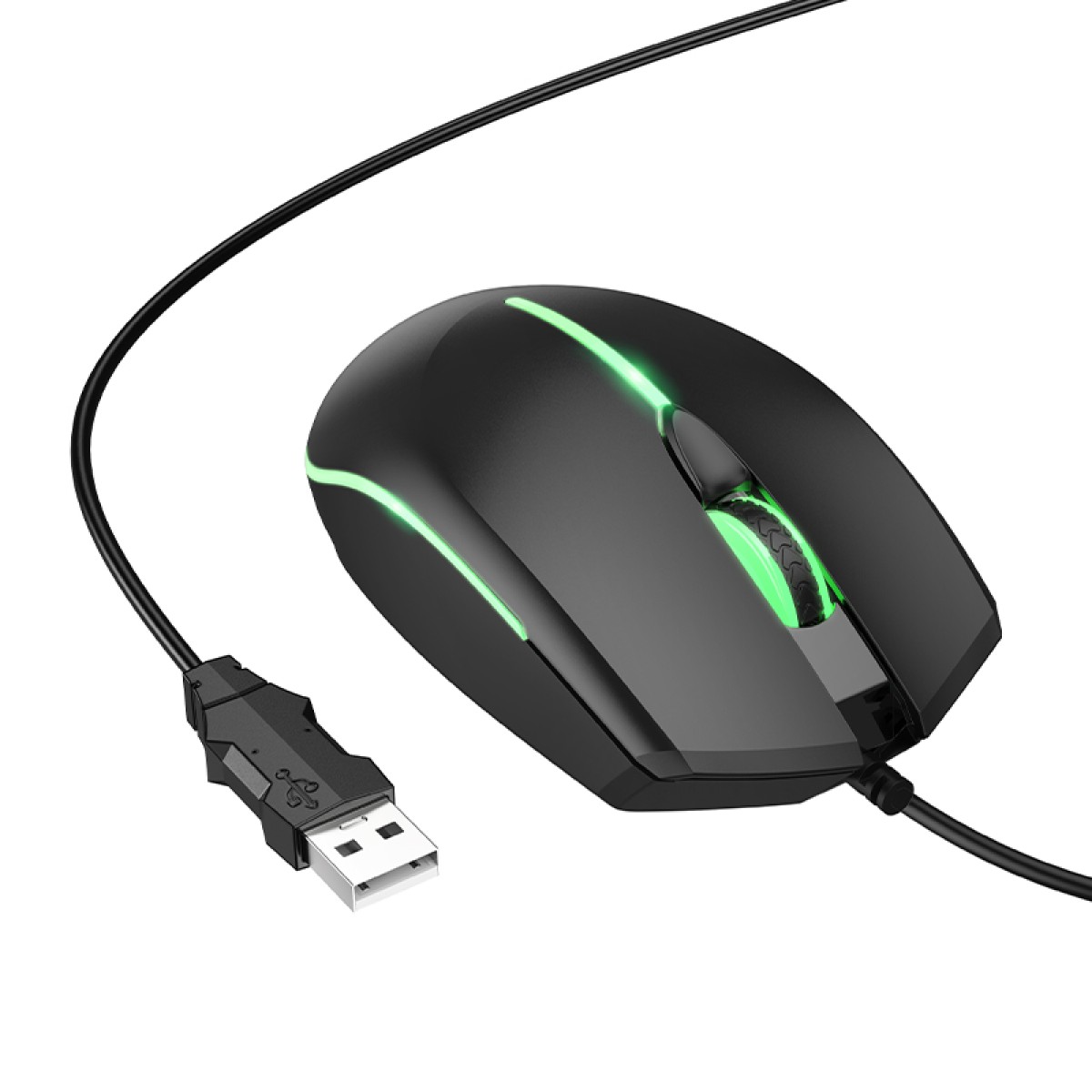 Ενσύρματο Ποντίκι Gaming Hoco GM37 Wonderful με 4  Πλήκτρα, Φωτισμό, 2400 DPI Μαύρο