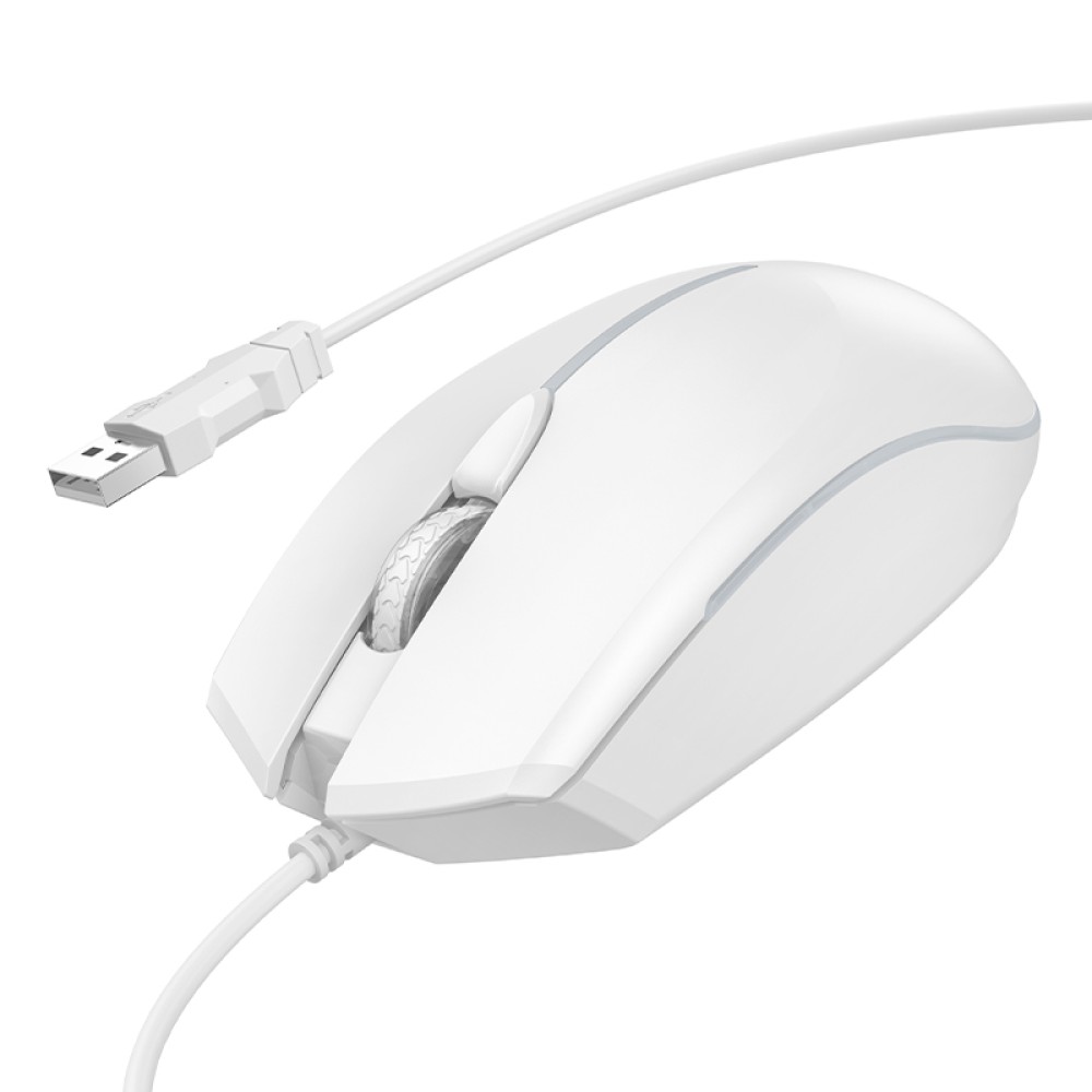 Ενσύρματο Ποντίκι Gaming Hoco GM37 Wonderful με 4  Πλήκτρα, Φωτισμό, 2400 DPI Λευκό