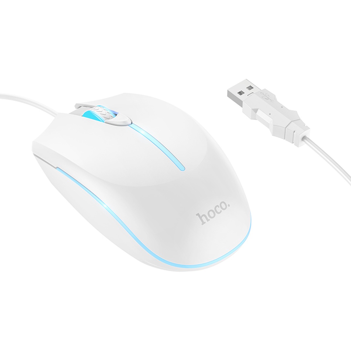 Ενσύρματο Ποντίκι Gaming Hoco GM37 Wonderful με 4  Πλήκτρα, Φωτισμό, 2400 DPI Λευκό
