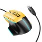 Ενσύρματο Ποντίκι Gaming Hoco  GM31 Overlord με 7  Πλήκτρα, Φωτισμό, 3600 DPI Μαύρο-Κίτρινο
