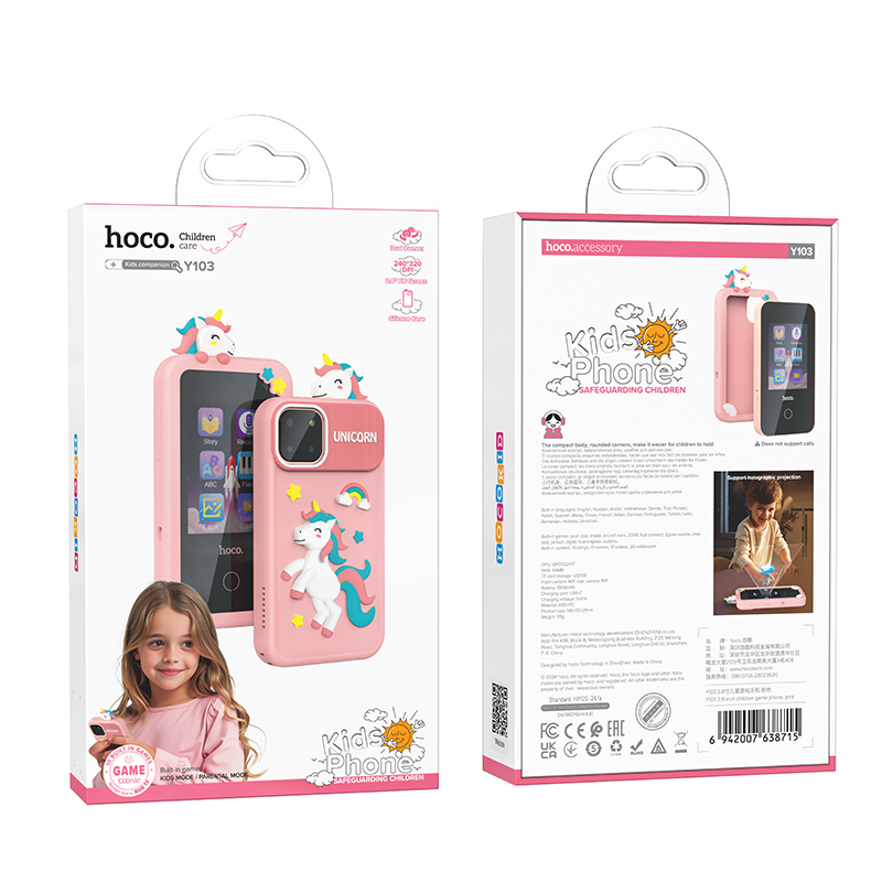 Hoco Y103 Children Phone 2.8"  1000mAh με Κάμερα και Παιχνίδια Ροζ
