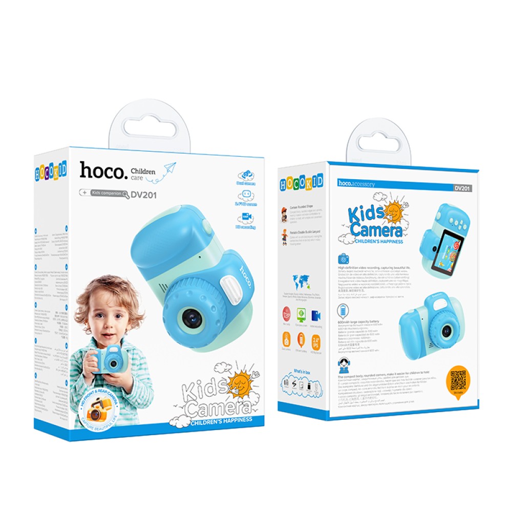Hoco DV201 Παιδική Κάμερα 2.4" IPS HD Οθόνη 600mAh Υποστηρίζει Κάρτα Μνήμης έως 32Gb Μπλε