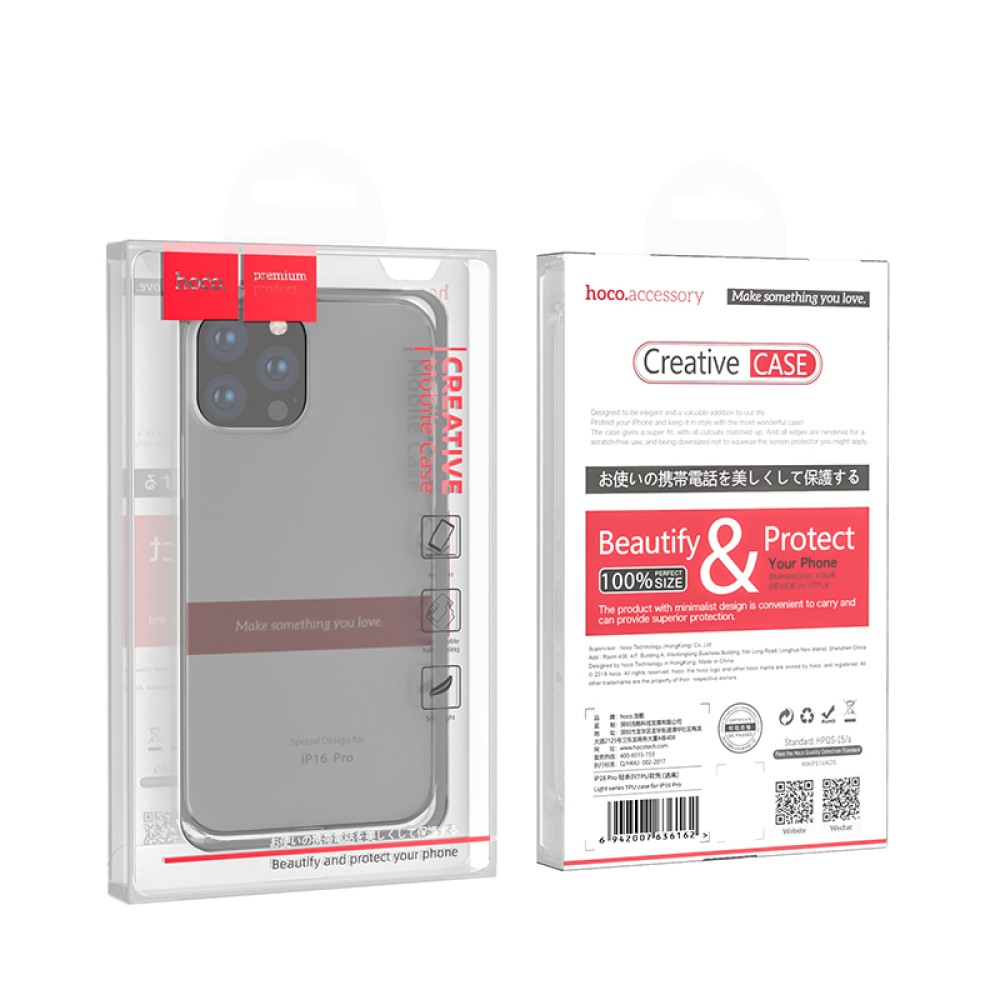 Θήκη Hoco TPU Light Series για Apple iPhone 16 Pro Smoke
