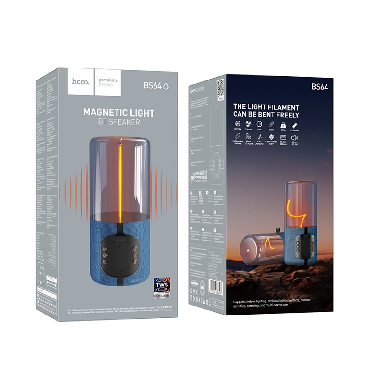 Φορητό Ηχείο Wireless Hoco BS64 Rocker V5.4 TWS 5W 1200mAh FM Micro SD USB AUX Μπλε