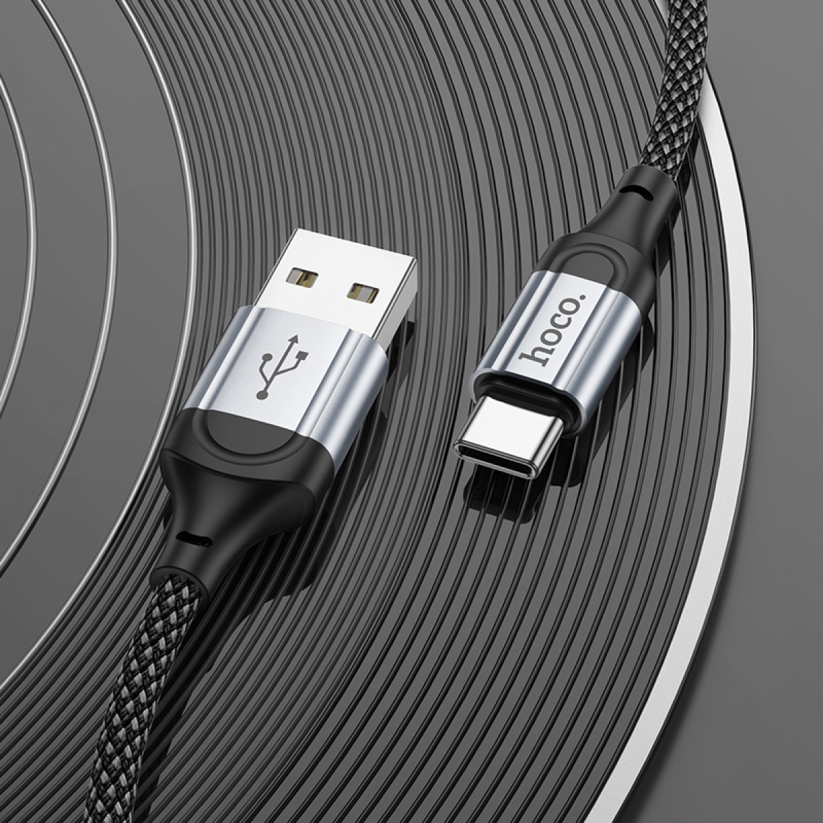 Καλώδιο σύνδεσης Hoco X102 Fresh USB-A σε USB-C 3A Braided 1m Μαύρο