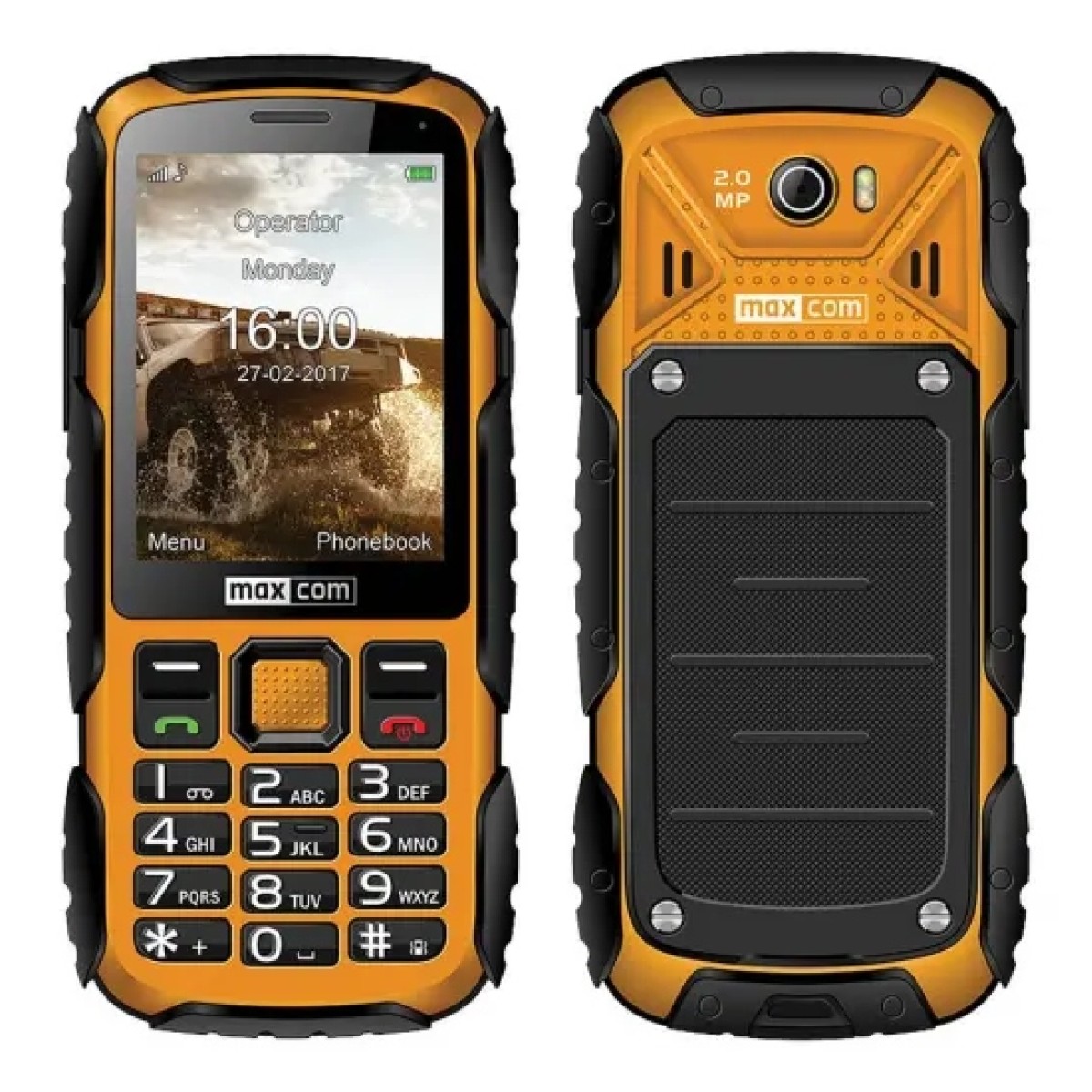Maxcom MM920 L 2.8" Water-dust proof IP67 με Φακό, Ραδιόφωνο (Λειτουργεί χωρίς Handsfree) και Κάμερα Πορτοκαλί - Μαύρο