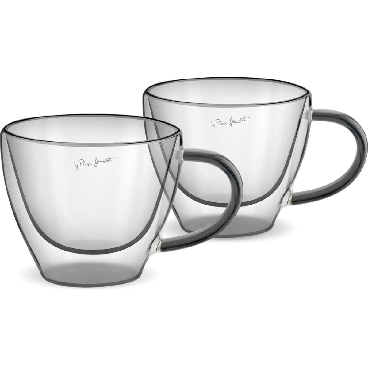 Σετ Φλιτζάνια Καπουτσίνο VASO Lamart LT9117 Γυάλινα με Διπλό Τοίχωμα 190ml Μαύρο 2  Τεμ