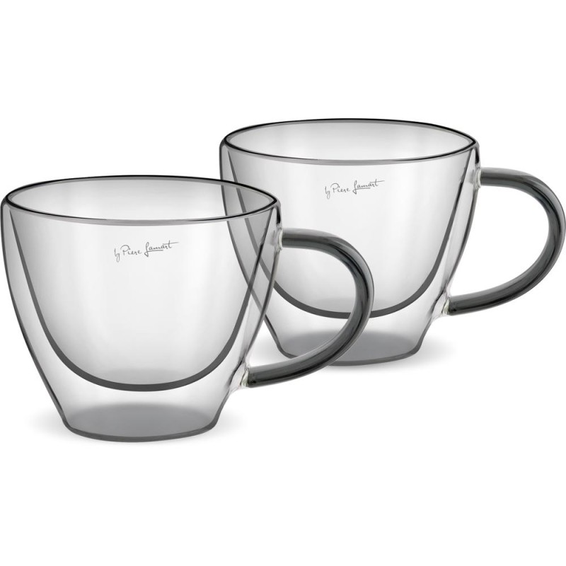 Σετ Φλιτζάνια Καπουτσίνο VASO Lamart LT9117 Γυάλινα με Διπλό Τοίχωμα 190ml Μαύρο 2  Τεμ