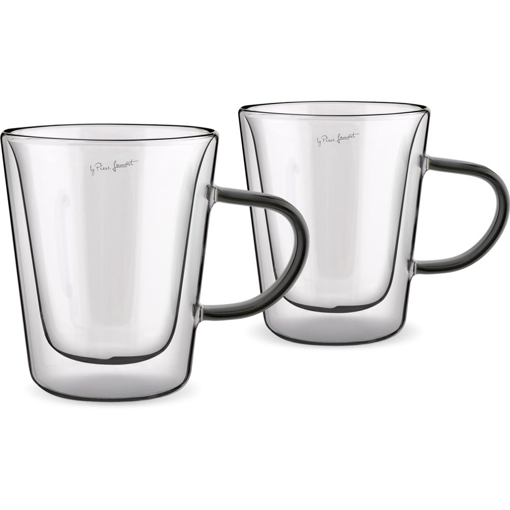 Σετ Ποτήρια Τσαγιού VASO Lamart LT9121 Γυάλινα με Διπλό Τοίχωμα 350ml Μαύρο 2 Τεμ