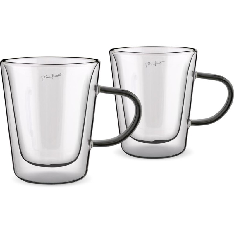 Σετ Ποτήρια Τσαγιού VASO Lamart LT9121 Γυάλινα με Διπλό Τοίχωμα 350ml Μαύρο 2 Τεμ