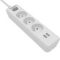 Πολύπριζο Philips SPN3032WA/19 με 3 Θύρες Εισαγωγής Σούκο Διακόπτη On/Off και 2 Θύρες USB Καλώδιο 2m Λευκό