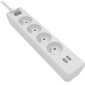Πολύπριζο Philips SPN3042WA/19 με 4 Θύρες Εισαγωγής Σούκο Διακόπτη On/Off και 2 Θύρες USB Καλώδιο 2m Λευκό