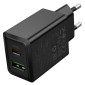 Φορτιστής Ταξιδίου Hoco N69 Nuevo PD20W QC3.0A 5V με 2 Εξόδους Φόρτισης 1xUSB-C και 1xUSB-A Μαύρος