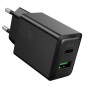 Φορτιστής Ταξιδίου Hoco N69 Nuevo PD20W QC3.0A 5V με 2 Εξόδους Φόρτισης 1xUSB-C και 1xUSB-A Μαύρος