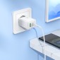 Φορτιστής Ταξιδίου Hoco N69 Nuevo PD20W 5V QC3.0A με 2 Εξόδους Φόρτισης 1xUSB-C και 1xUSB-A Λευκός