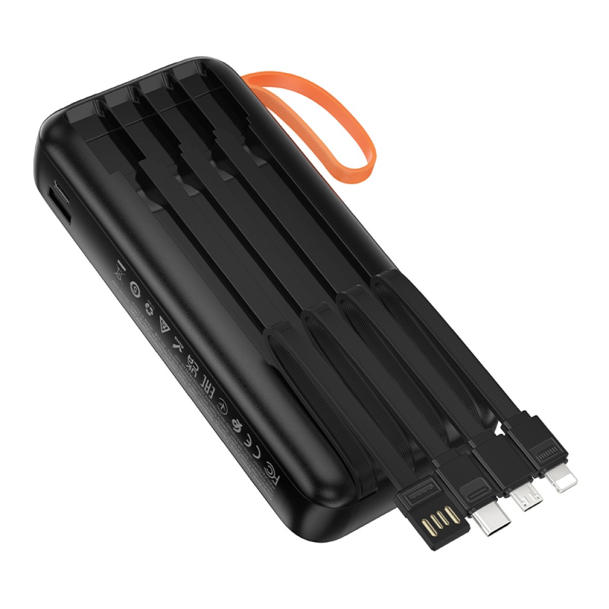 Power Bank Hoco  J151A Spirit 20000mAh με 4 Καλώδια Φόρτισης, Φακό και LED Ένδειξη Μαύρο