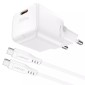 Φορτιστής Ταξιδίου Acefast A77 Mini Fast Charging 1xUSB-C PD30W QC3.0 GaN Λευκός + Καλώδιο USB-C σε USB-C