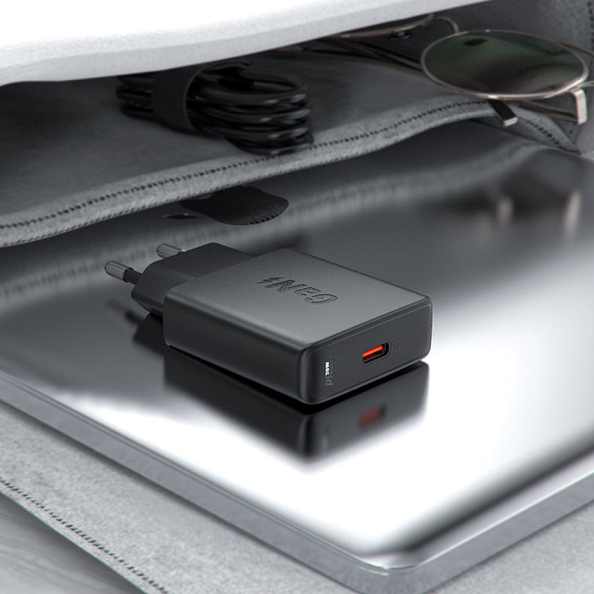 Φορτιστής Ταξιδίου Acefast A65 Ultra Thin Fast Charging 1xUSB-C PD20W QC3.0 GaN Μαύρος