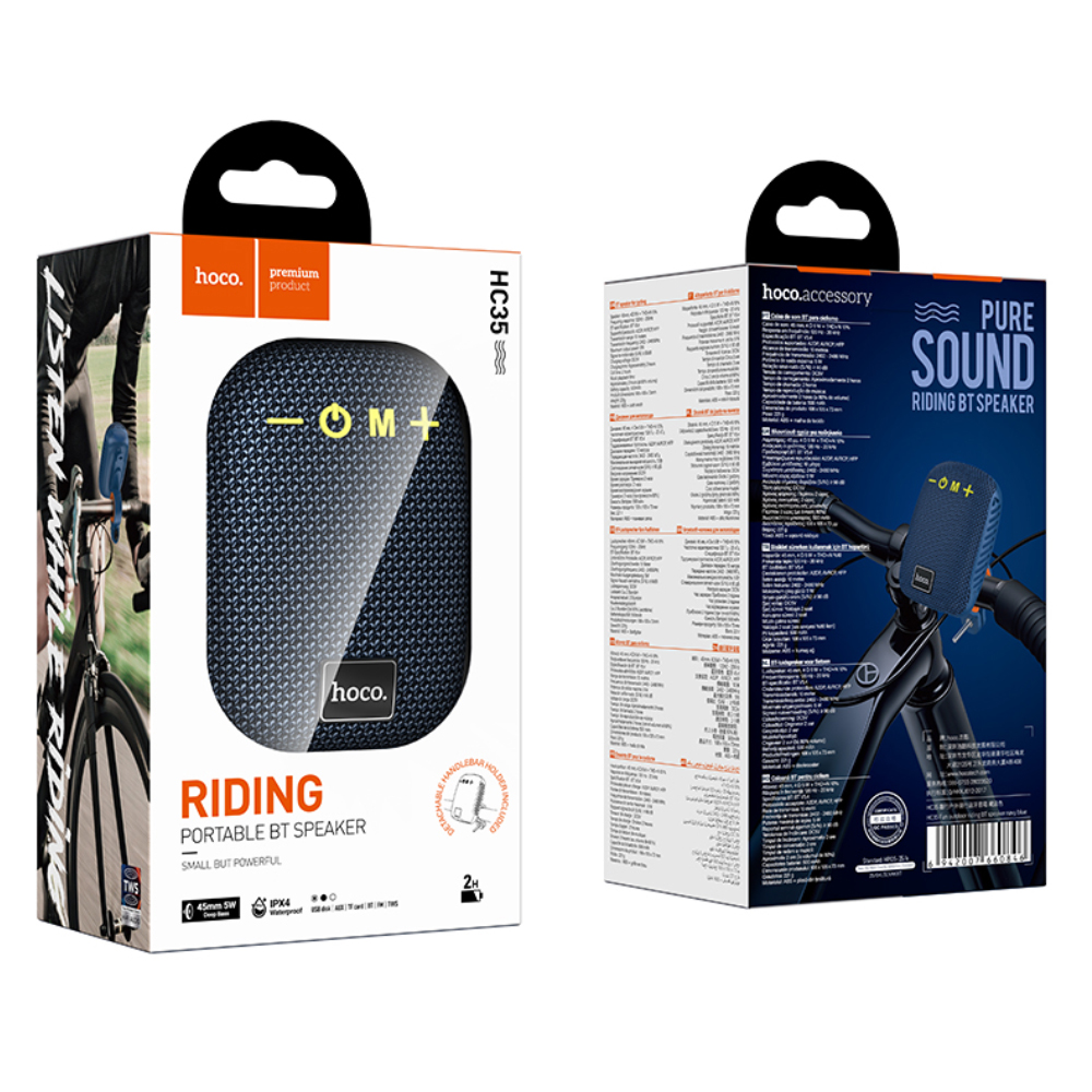 Φορητό Ηχείο Hoco HC35 5W BT v5.4 TF CARD AUX USB FM 500mAh με Κλιπ Στήριξης Τιμονιού Μπλε