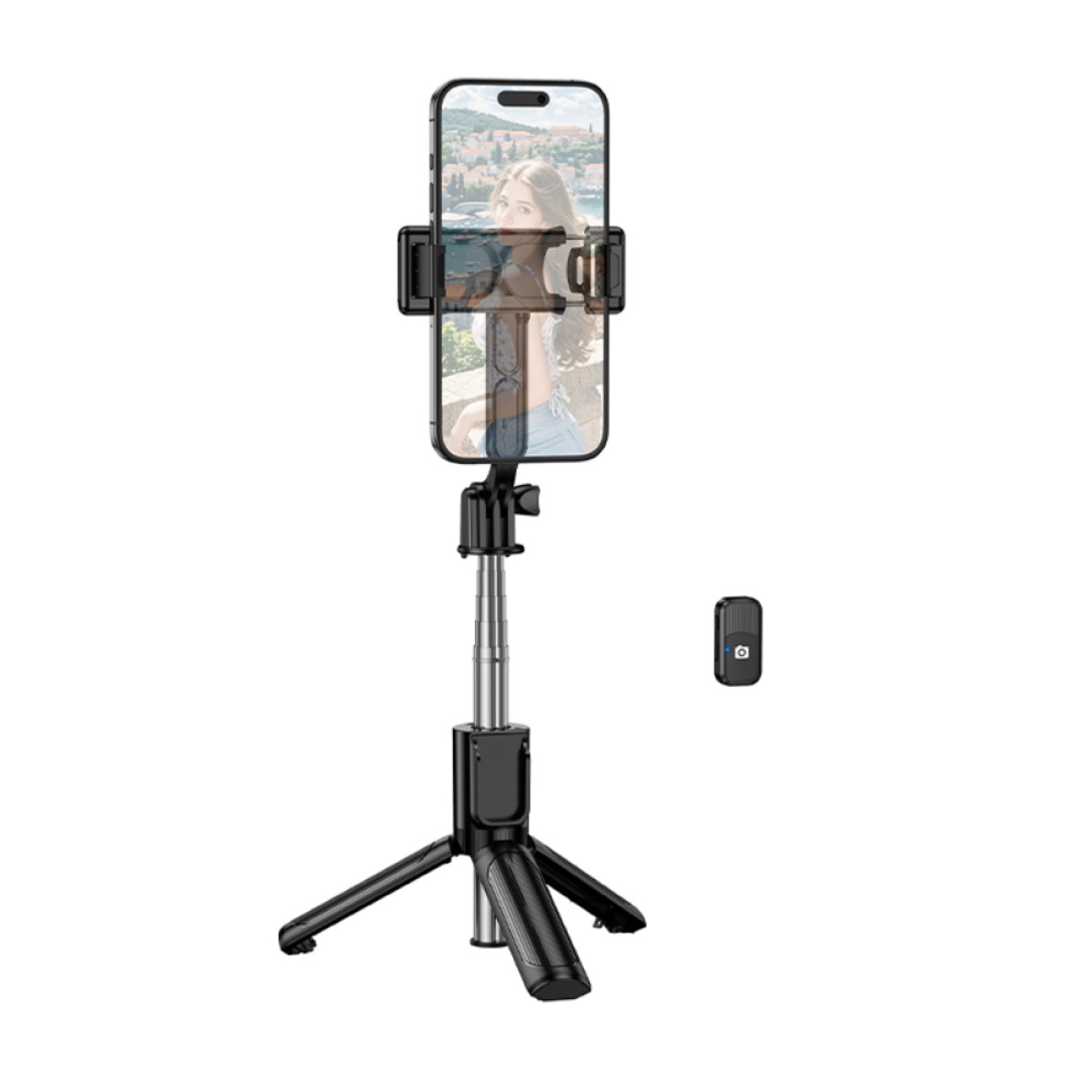 Selfie Stick Borofone BY14 Graceful Mini για Συσκευές 4.5"-7.0" με Τηλεχειριστήριο 120mAh Bluetooth v5.2 Μαύρο