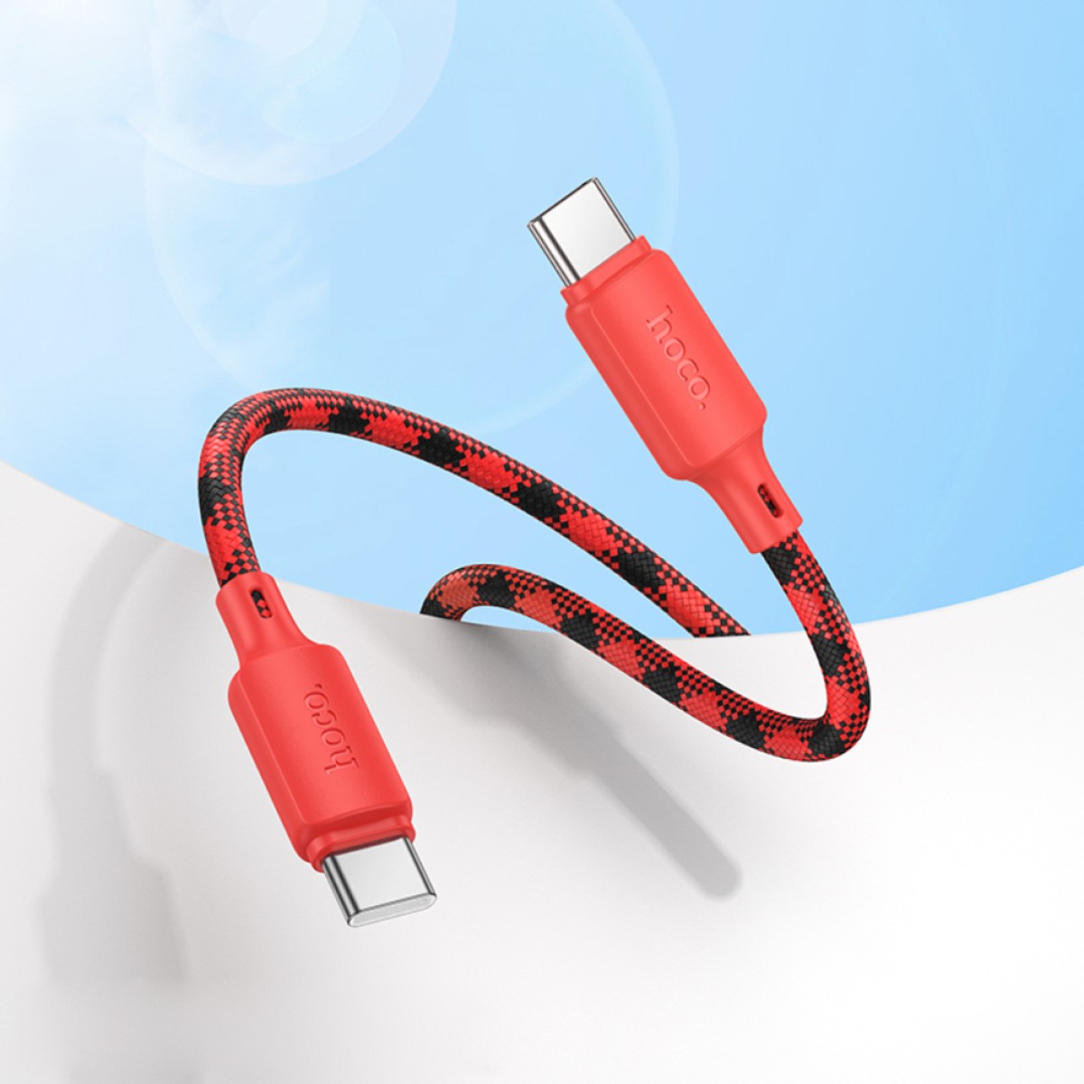 Καλώδιο Hoco X116 Meridian USB-C σε USB-C 60W 3A Braided Πολύχρωμο Κόκκινο 1m