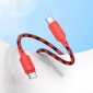 Καλώδιο Hoco X116 Meridian USB-C σε USB-C 60W 3A Braided Πολύχρωμο Κόκκινο 1m