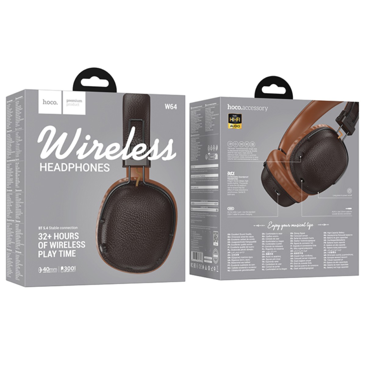 Wireless Hands Free Hoco W64 Earl II TWS v5.4 300mAh 32 Ώρες Ομιλίας AUX USB-C Καφέ