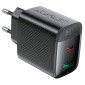 Φορτιστής Ταξιδίου Acefast A106 Fast Charging με 1xUSB-C + 1xUSB-A PD45W GaN Μαύρος