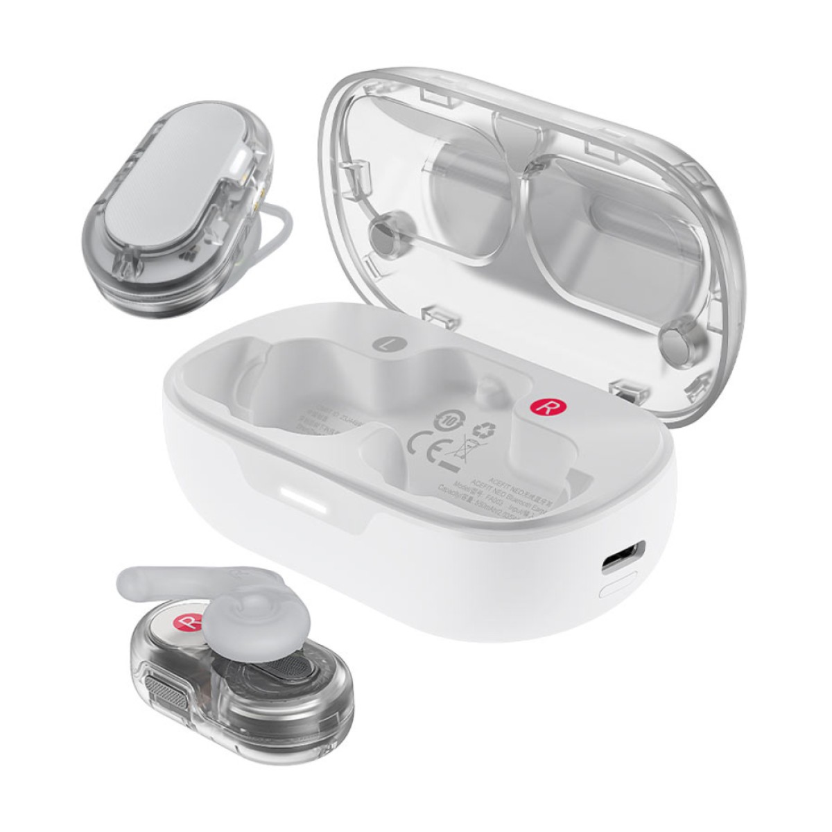 Wireless Earphones Hands Free Acefast FA003 TWS v5.3 550mAh 8hr Λειτουργίας 4-Mic ENC Τεχνολογία IPX4 και Ασύρματη Φόρτιση Λευκά