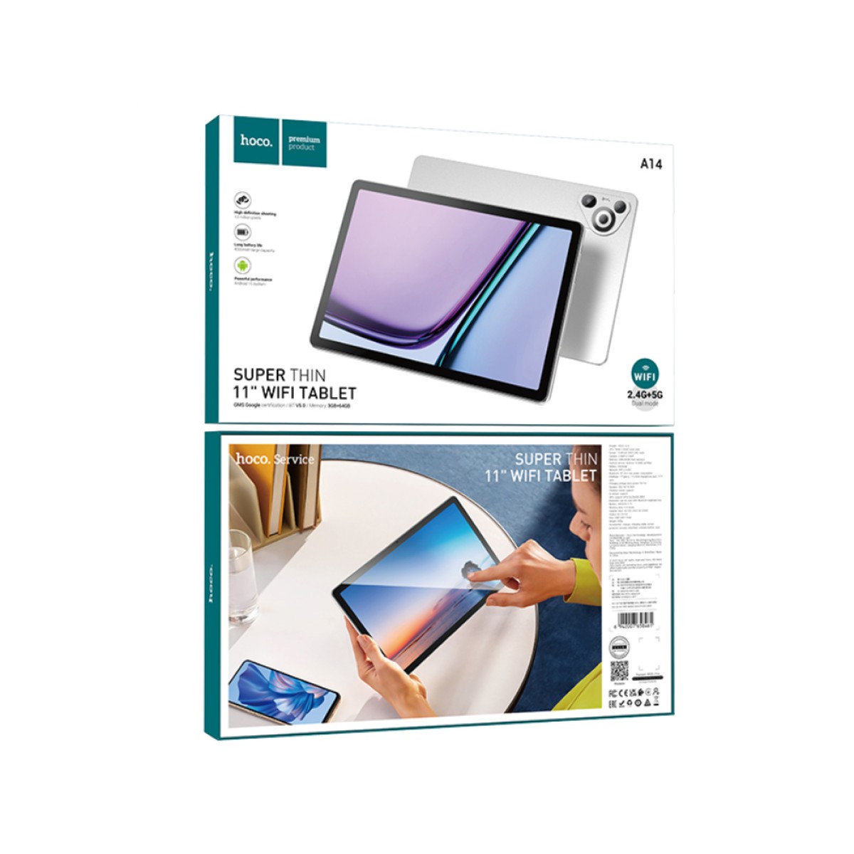 Tablet Hoco A14 Ultra-thin 11" WiFi 3GB/64GB 5000mAh BT v5.0 Android Ασημί