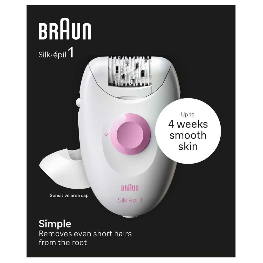 Μηχανή Αποτρίχωσης για το Σώμα BRAUN SE1-010 Silk Epil 1 με Σύστημα 20 Τσιμπίδων και Άκρες SoftLift Tips Ιδανική και για Ευαίσθητες Περιοχές
