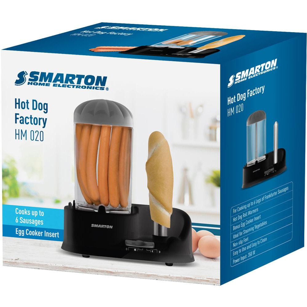 Συσκευή Hot Dog 2 σε 1 Smarton HM 020 350W – Ατμομάγειρας για Λουκάνικα, Ζέσταμα Ψωμιού & Βράσιμο έως 3 Αυγών