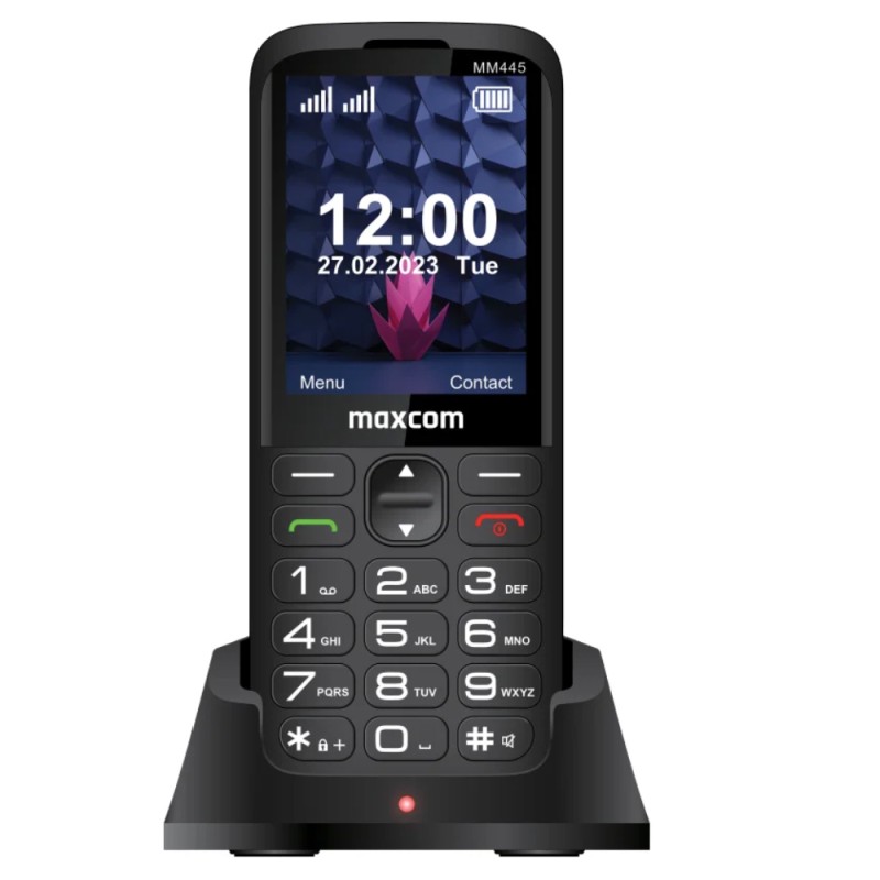 Maxcom MM445 4G (Dual Sim) 2.8" με Βάση Φόρτισης, Μεγάλα Πλήκτρα, Ραδιόφωνο, Φακό και Πλήκτρο Έκτακτης Ανάγκης Μαύρο