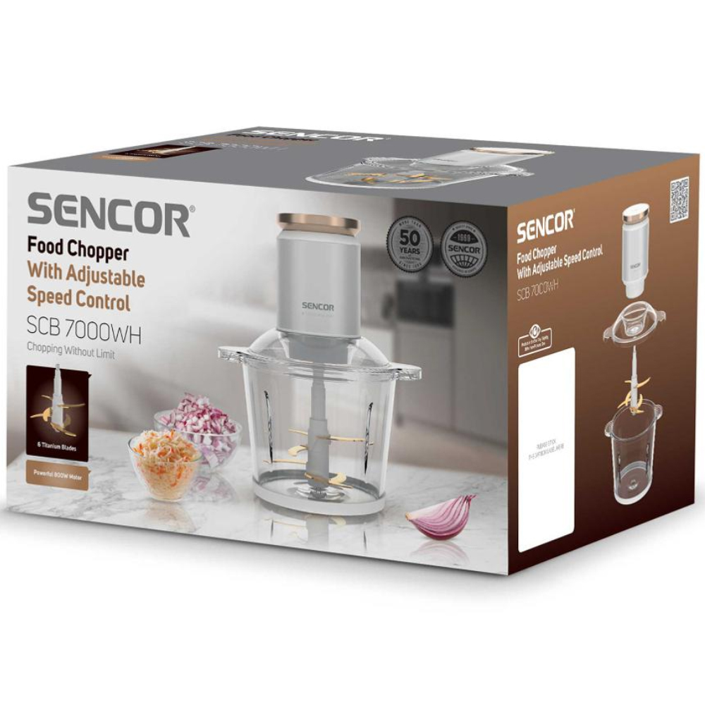 Πολυκόπτης Multi με Γυάλινο Δοχείο & 6 Λεπίδες Τιτανίου 3000ml 800W Sencor SCB 7000WH Λευκός