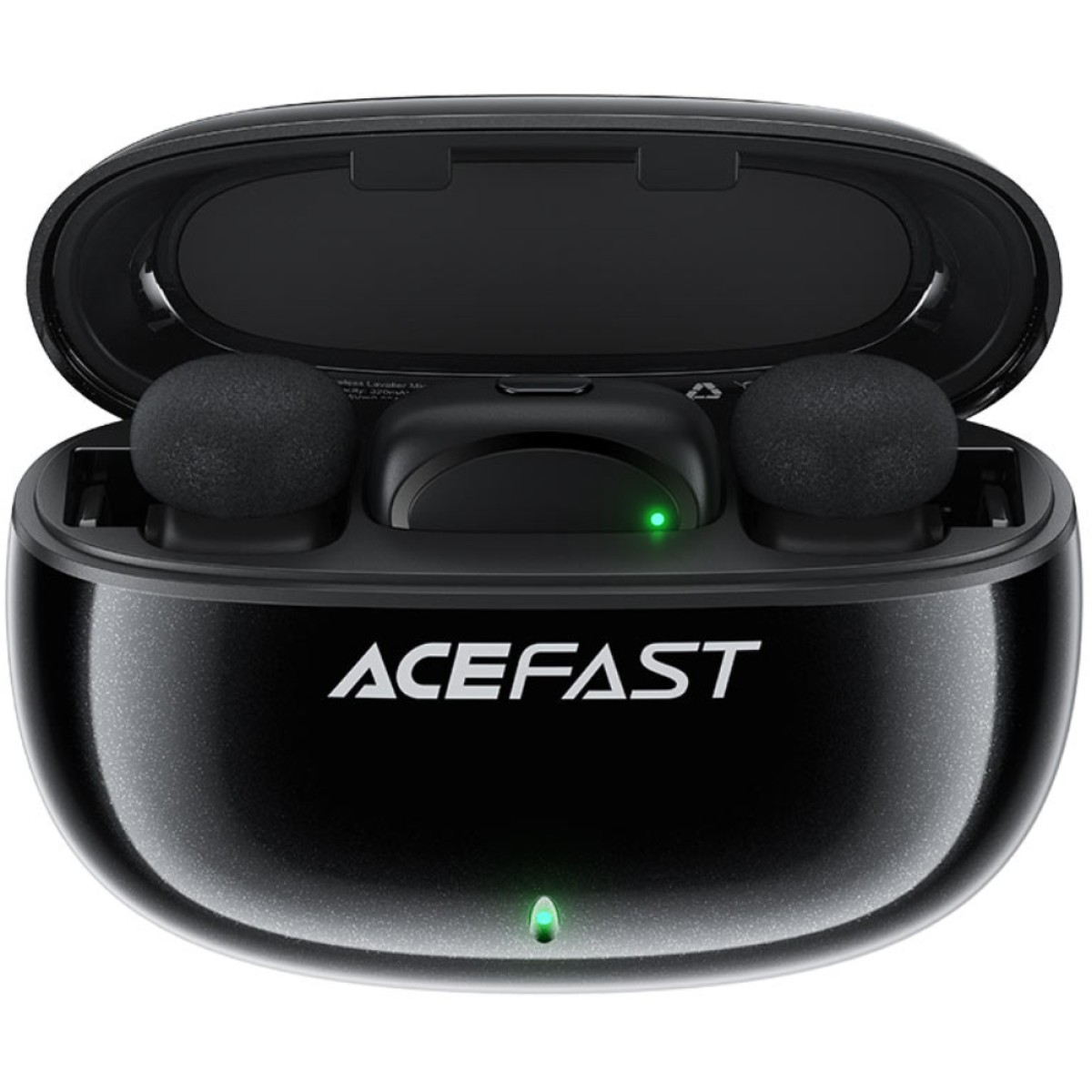 Σετ 2 Μικρόφωνα Πέτου Lavalier Acefast R2 HD Μείωση Θορύβου, Ακτίνα 15m και 20hr Διάρκεια Μπαταρίας με USB-C Transmitter και Θήκη Φόρτισης Μαύρο
