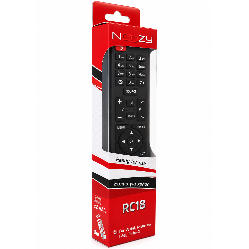 Τηλεχειριστήριο Noozy RC18 για Τηλεοράσεις Vestel, F&U, Telefunken, Turbo-X Άμεσης Αντικατάστασης χωρίς Προγραμματισμό