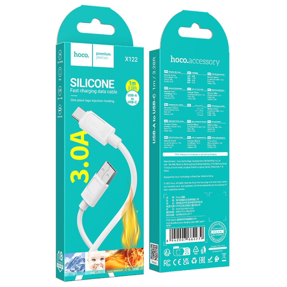 Καλώδιο Hoco X122 USB-A σε USB-C 3.0A Fast Charging Λευκό 1m