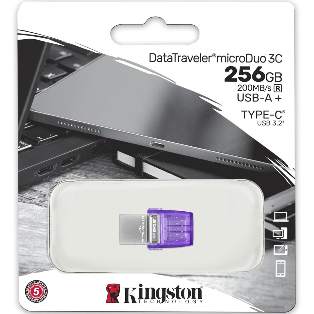 USB Kingston Data Traveller MicroDuo 3C USB-A + USB-C 3.2 256GB DTDUO3CG3/256GB
