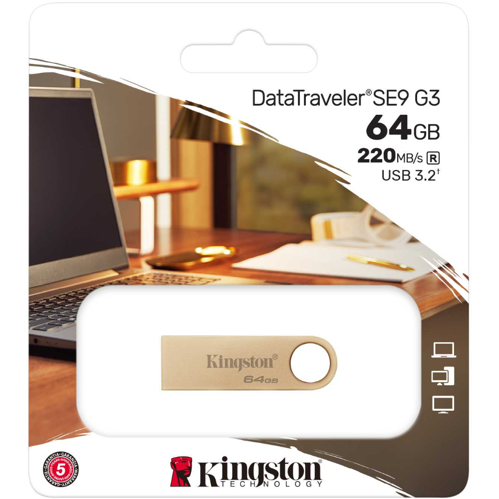 USB Kingston Data Traveller SE9 G3 3.2  64GB Metallic Gold DTSE9G3/64GB