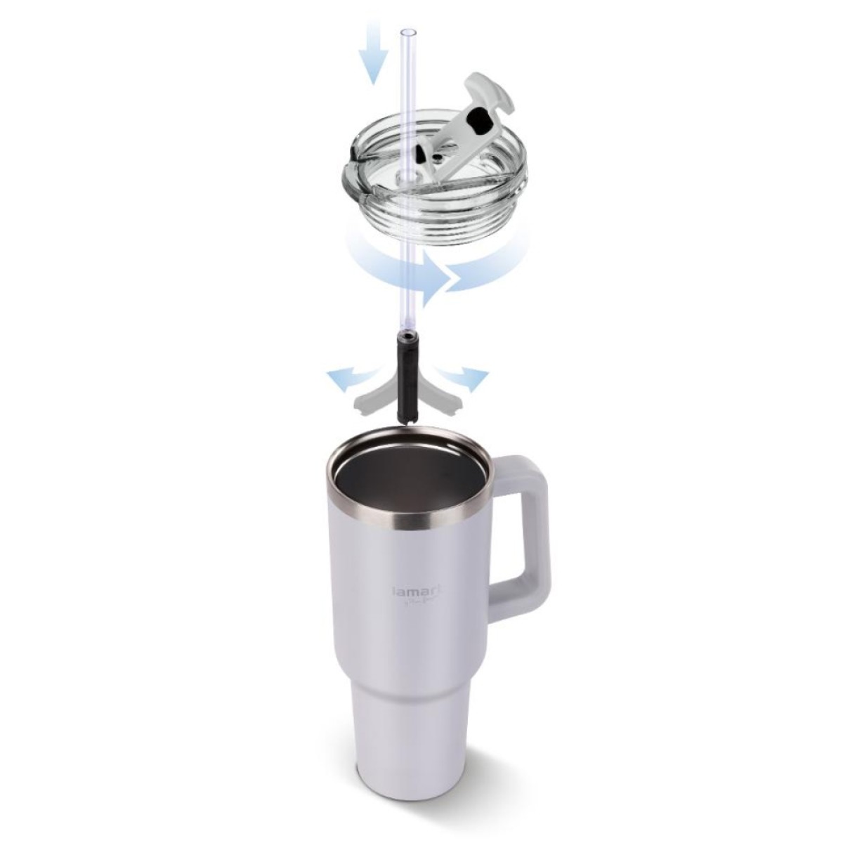Ποτήρι Θερμός από Ανοξείδωτο & Πλαστικό 900ml HUGE Lamart LT4089 Λευκό