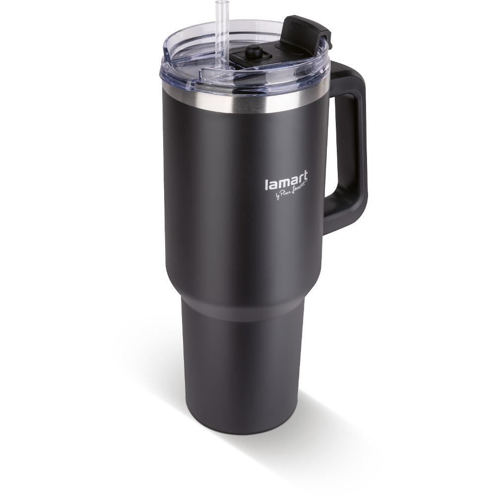Ποτήρι Θερμός από Ανοξείδωτο & Πλαστικό 900ml HUGE Lamart LT4091 Μαύρο