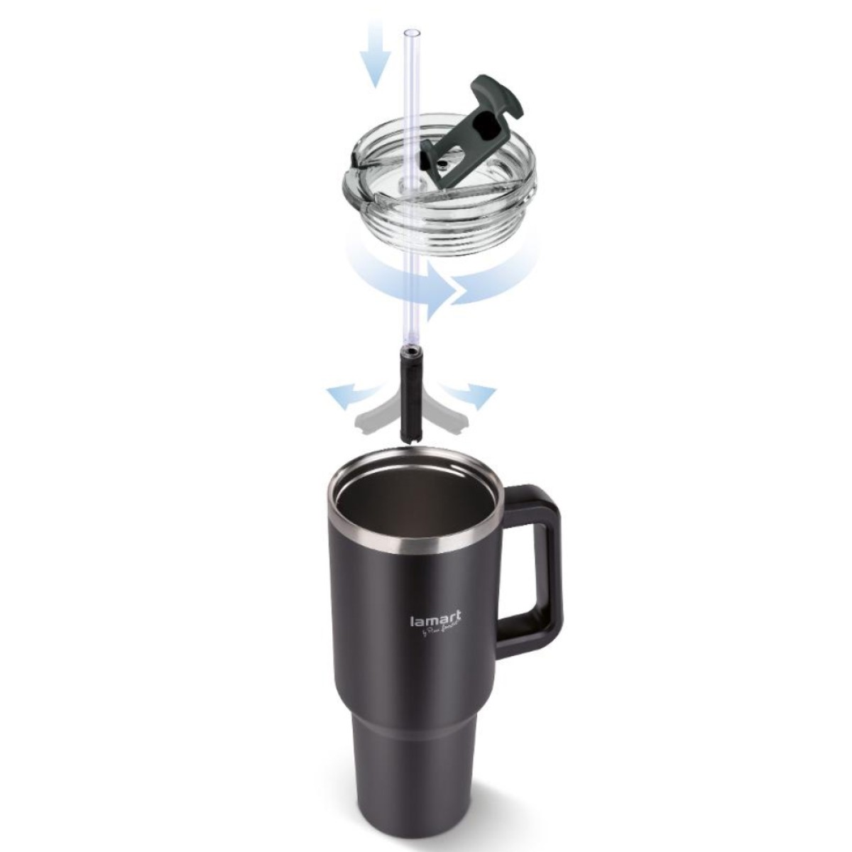 Ποτήρι Θερμός από Ανοξείδωτο & Πλαστικό 900ml HUGE Lamart LT4091 Μαύρο