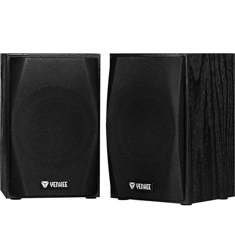Yenkee YSP 2010BK Stereo Ηχεία 2.0 5W με Ξύλινη Καμπίνα και Παροχή Ρεύματος μέσω USB-A Μαύρα