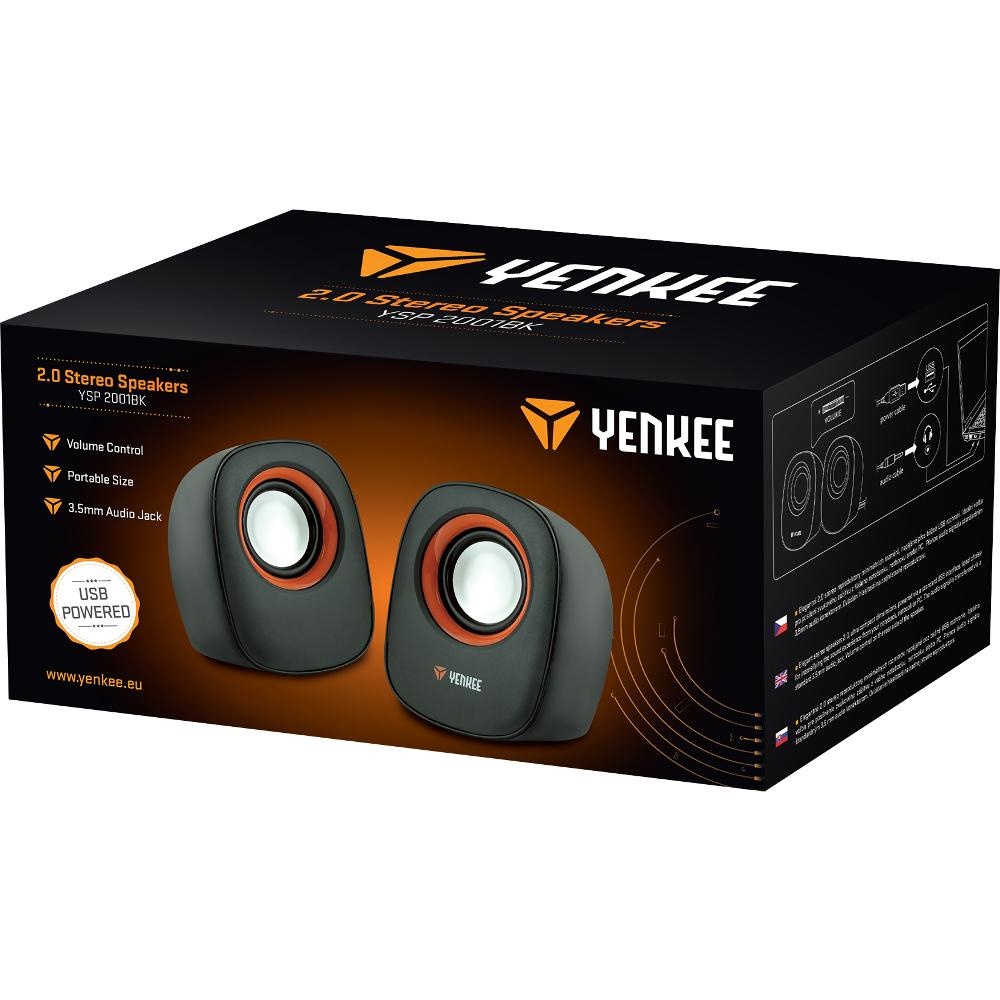 Yenkee YSP 2001BK Stereo Mini Ηχεία 2.0 6W Παροχή Ρεύματος μέσω USB-A Μαύρα
