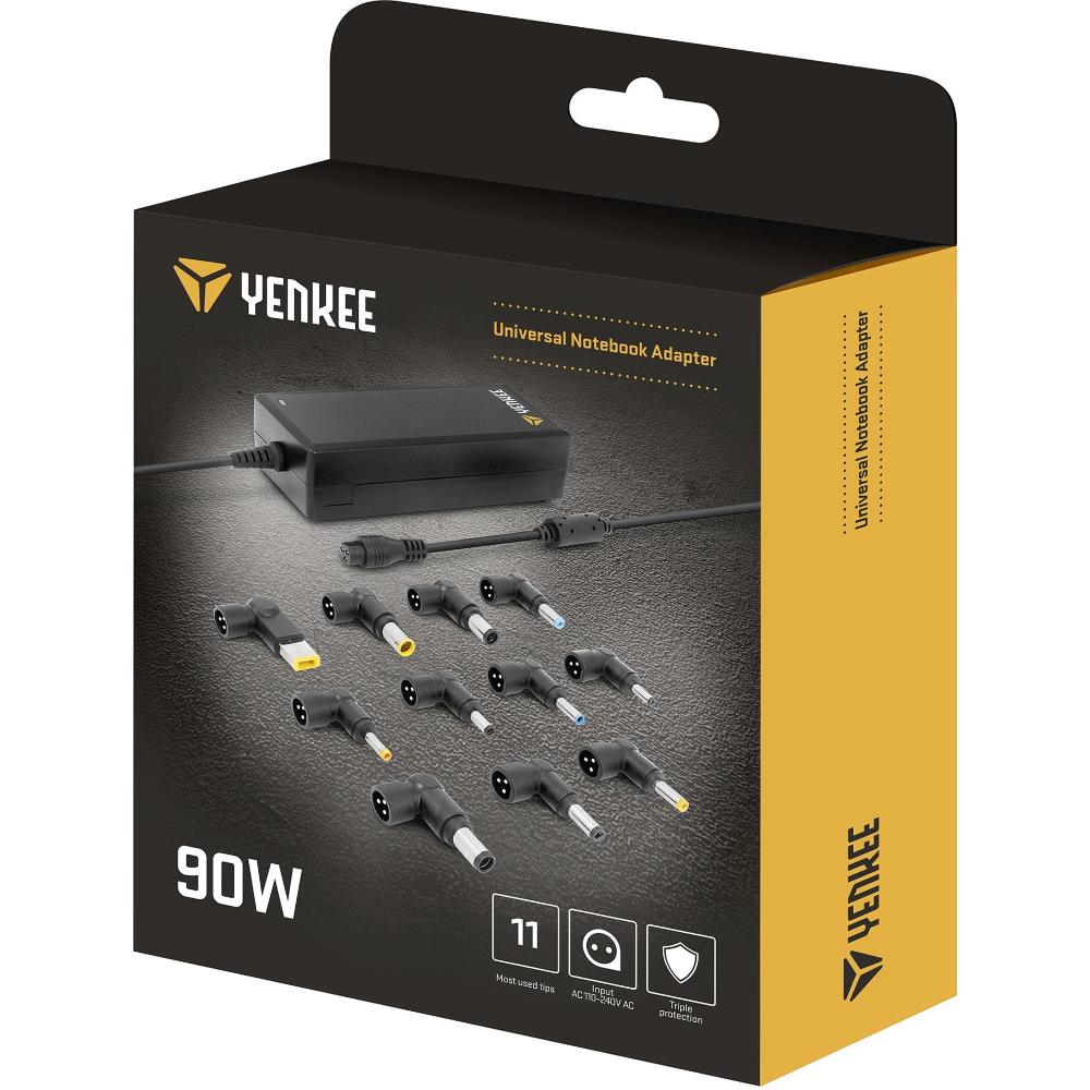 Universal Τροφοδοτικό Laptop Yenkee YAU 90112 90W με 11 Διαφορετικές Κεφαλές και Προστασία απο Υπέρταση και Βραχυκύκλωμα
