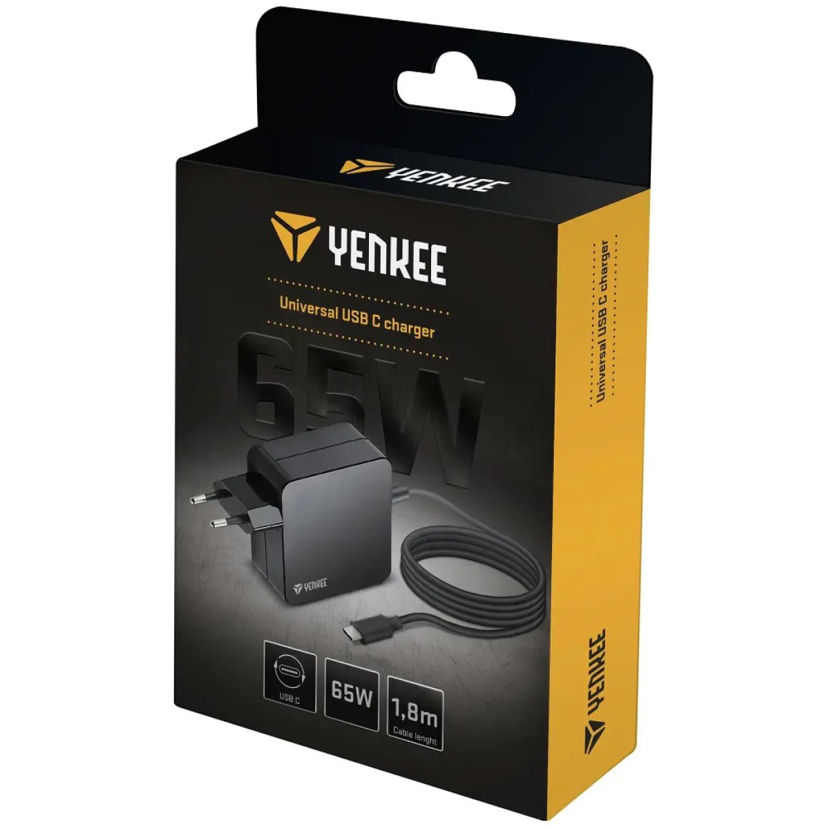 Universal ΦορτιστήςYenkee YAU C65 PD65W με USB-C Καλώδιο για Smartphones / Tablets and Laptops 1.8m